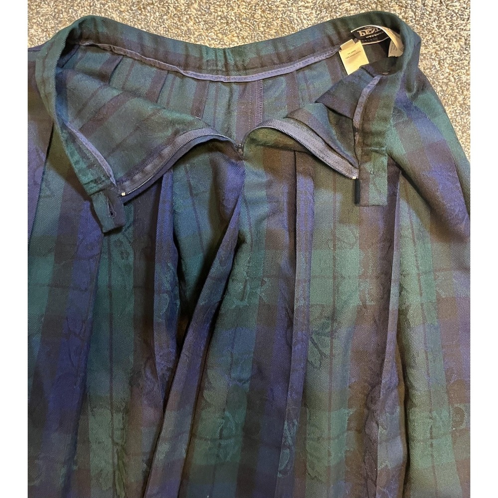Vintage Pendleton Skirt Womens Petite 12 Green Striped Wool Pleated Midi USA - Picture 7 of 12
